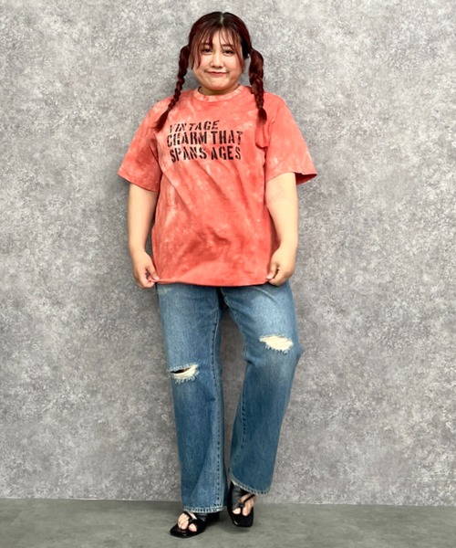 GEVS.(ジェイヴィス)の「綿100%ムラ染風ロゴプリントTシャツ<大きいサイズ有>GEVS.(Tシャツ/カットソー・レディース・オレンジ系/パープル系/ブラウン系・M/L/LL/3L/4L/5L)」の13枚目の写真