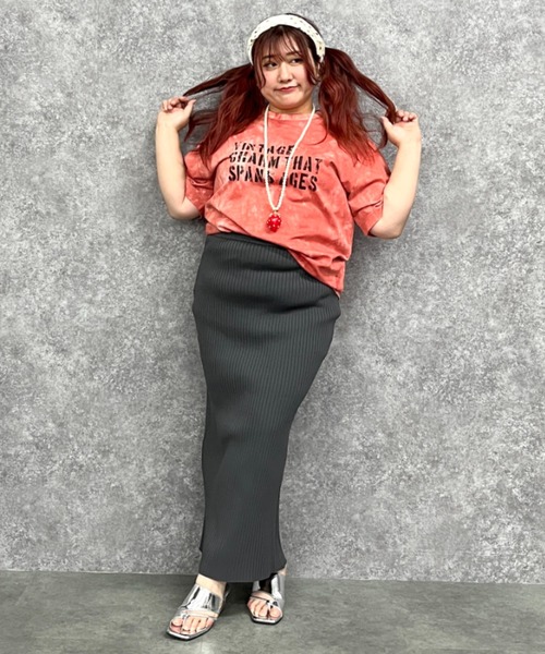 GEVS.(ジェイヴィス)の「綿100%ムラ染風ロゴプリントTシャツ<大きいサイズ有>GEVS.(Tシャツ/カットソー・レディース・オレンジ系/パープル系/ブラウン系・M/L/LL/3L/4L/5L)」の16枚目の写真