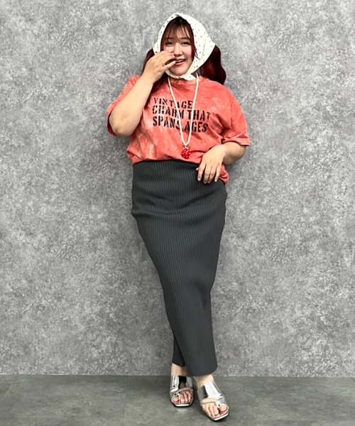 GEVS.(ジェイヴィス)の「綿100%ムラ染風ロゴプリントTシャツ<大きいサイズ有>GEVS.(Tシャツ/カットソー・レディース・オレンジ系/パープル系/ブラウン系・M/L/LL/3L/4L/5L)」の17枚目の写真