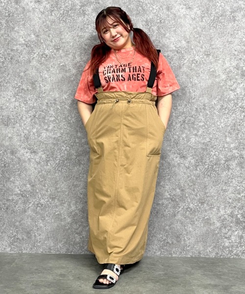 GEVS.(ジェイヴィス)の「綿100%ムラ染風ロゴプリントTシャツ<大きいサイズ有>GEVS.(Tシャツ/カットソー・レディース・オレンジ系/パープル系/ブラウン系・M/L/LL/3L/4L/5L)」の18枚目の写真