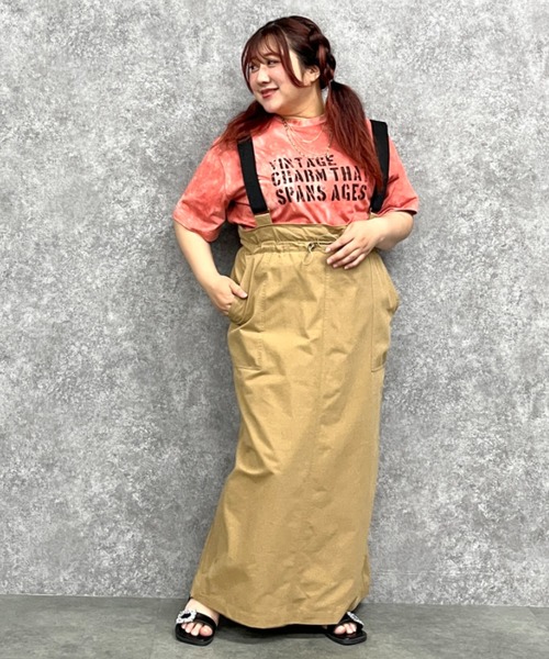 GEVS.(ジェイヴィス)の「綿100%ムラ染風ロゴプリントTシャツ<大きいサイズ有>GEVS.(Tシャツ/カットソー・レディース・オレンジ系/パープル系/ブラウン系・M/L/LL/3L/4L/5L)」の19枚目の写真