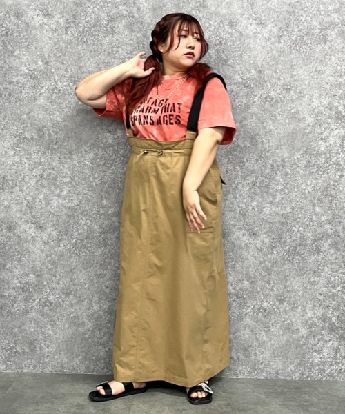 GEVS.(ジェイヴィス)の「綿100%ムラ染風ロゴプリントTシャツ<大きいサイズ有>GEVS.(Tシャツ/カットソー・レディース・オレンジ系/パープル系/ブラウン系・M/L/LL/3L/4L/5L)」の22枚目の写真