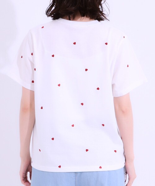 早い者勝ち！レア♡クレージュ21　半袖Tシャツ【38】立体ピンクロゴ　白 セール】胸シャーリング ロゴTシャツ（Tシャツ/カットソー