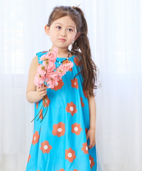 LSP WOW（エルエスピーワオ）の「【LSP WOW!】ガールズ総柄ワンピース（ワンピース・キッズ・ピンク系その他/オレンジ系その他/ブラック系その他/グリーン/ピンク/グリーン系その他/ネイビー/ブルー系その他・80/100/110/120/130/90）」の5枚目の写真