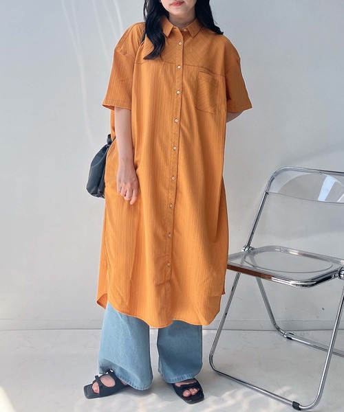 大きいサイズ アズノウアズ コートっぽくワンピース 3L シャツ