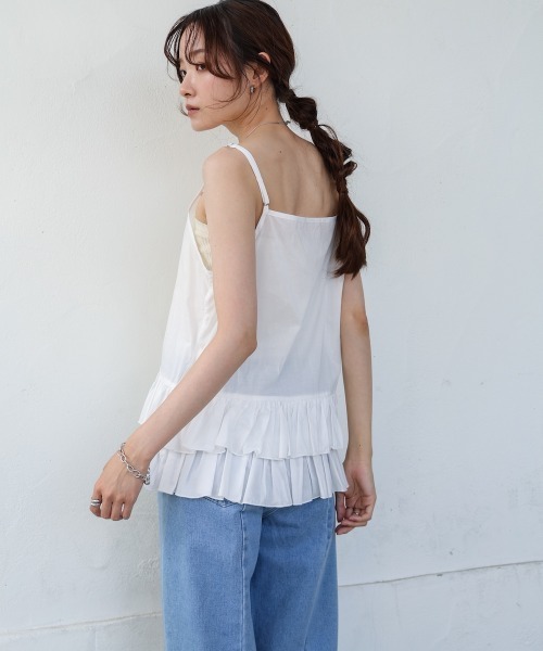 Bab（バブ）の「コットンフリルキャミトップス（キャミソール・レディース・オフホワイト/ブラック・M）」の10枚目の写真