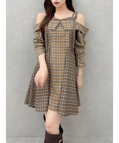 dazzlinレイヤードヘムシャツワンピース dazzlin（ダズリン）の「レイヤードヘムシャツワンピース