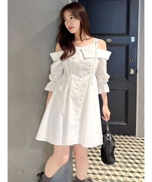 dazzlinレイヤードヘムシャツワンピース ダズリン dazzlin レイヤードヘムシャツワンピース （オフ