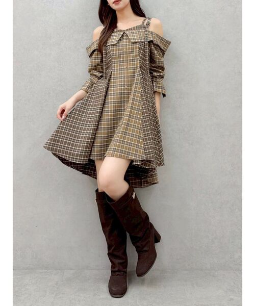 dazzlin（ダズリン）の「レイヤードイレヘムシャツワンピース（ワンピース・レディース・オフホワイト/キャメル/ネイビー・SMALL/MEDIUM）」の17枚目の写真