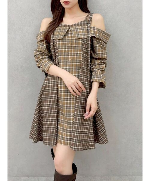 dazzlin（ダズリン）の「レイヤードイレヘムシャツワンピース（ワンピース・レディース・オフホワイト/キャメル/ネイビー・SMALL/MEDIUM）」の20枚目の写真