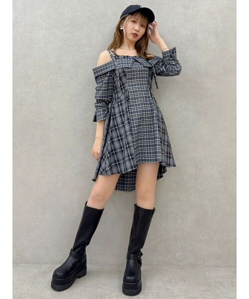 dazzlin ダズリン レイヤード ヘムシャツ ワンピース M ダズリン dazzlin レイヤードイレヘムシャツワンピース （オフ
