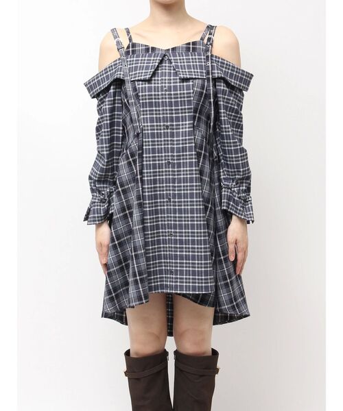 レイヤードイレヘムシャツワンピース（ワンピース）｜dazzlin