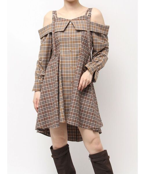 レイヤードイレヘムシャツワンピース（ワンピース）｜dazzlin