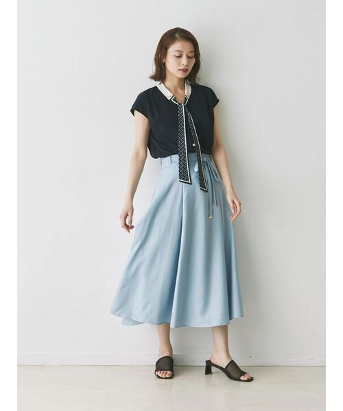 TONAL（トーナル）の「スカーフタイドッキングフレンチブラウス（シャツ/ブラウス・レディース・ネイビー/オフホワイト/ベビーピンク・MEDIUM）」の14枚目の写真