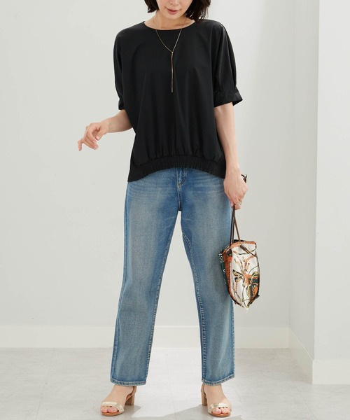 BELLUNA PLUS(ベルーナ)の「ヒンヤリ爽快!裾ギャザープルオーバー(Tシャツ/カットソー・レディース・サックスブルー/チャコール/ブラック/ターコイズブルー・LARGE/MEDIUM/X-LARGE)」の19枚目の写真