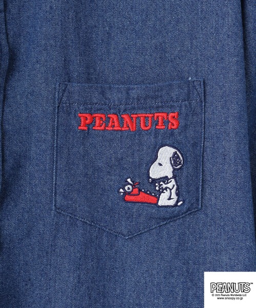 PEANUTS(ピーナッツ)の「PEANUTS 刺繍デニム半袖シャツ(シャツ/ブラウス・メンズ・ブルー系/ネイビー/ブルー/ネイビー系・M/L/LL)」の7枚目の写真