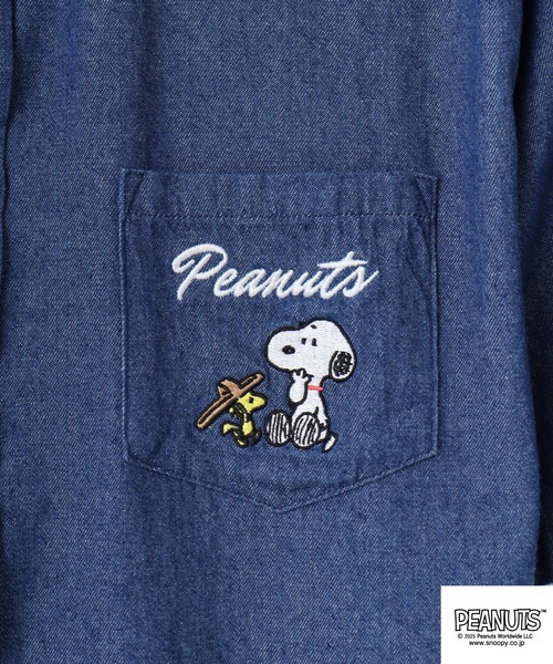 PEANUTS(ピーナッツ)の「PEANUTS 刺繍デニム半袖シャツ(シャツ/ブラウス・メンズ・ブルー系/ネイビー/ブルー/ネイビー系・M/L/LL)」の13枚目の写真