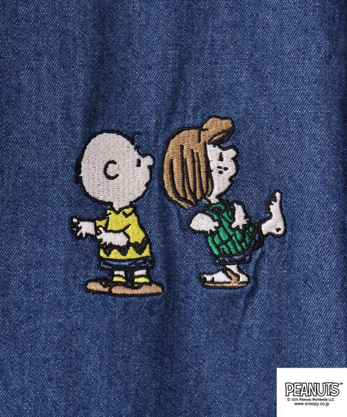 PEANUTS(ピーナッツ)の「PEANUTS 刺繍デニム半袖シャツ(シャツ/ブラウス・メンズ・ブルー系/ネイビー/ブルー/ネイビー系・M/L/LL)」の14枚目の写真