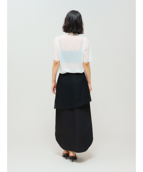 MIDIUMISOLID(ミディウミソリッド)の「MIDIUMISOLID for Ladies レースレイヤードスカート(スカート・レディース・ブラック/オフホワイト・FREE)」の8枚目の写真