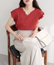 neith. チュールトップス　赤 チュール」に該当するトップス（レッド/赤色系）ファッション