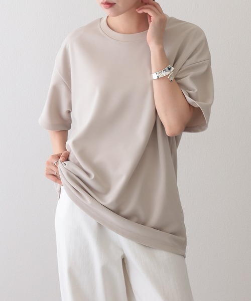 Lace Ladies(レースレディース)の「クルーネック ベーシック ドロップショルダー 半袖 Tシャツ(Tシャツ/カットソー・レディース・ブラック/グレイッシュベージュ/ホワイト/グリーン/ベージュ・M/L/XL/S)」の11枚目の写真