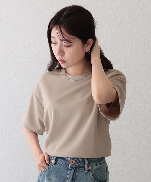 Lace Ladies(レースレディース)の「クルーネック ベーシック ドロップショルダー 半袖 Tシャツ(Tシャツ/カットソー・レディース・ブラック/グレイッシュベージュ/ホワイト/グリーン/ベージュ・M/L/XL/S)」の18枚目の写真