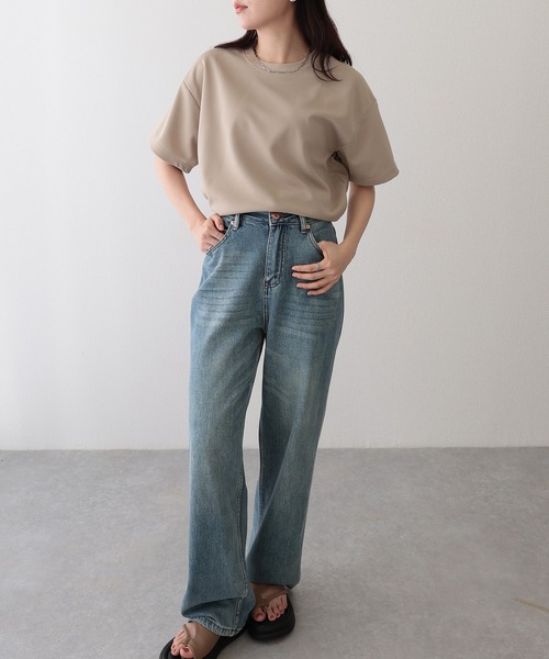 Lace Ladies(レースレディース)の「クルーネック ベーシック ドロップショルダー 半袖 Tシャツ(Tシャツ/カットソー・レディース・ブラック/グレイッシュベージュ/ホワイト/グリーン/ベージュ・M/L/XL/S)」の19枚目の写真