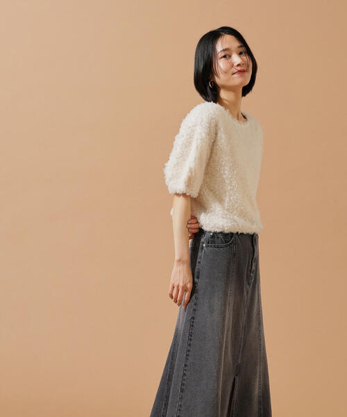 N.(N. Natural Beauty Basic)(エヌエヌナチュラルビューティーベーシック)の「パネル切替デニムフレアスカート(デニムスカート・レディース・ブルー/ブラック・MEDIUM)」の14枚目の写真