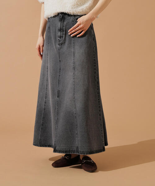 N.(N. Natural Beauty Basic)(エヌエヌナチュラルビューティーベーシック)の「パネル切替デニムフレアスカート(デニムスカート・レディース・ブルー/ブラック・MEDIUM)」の15枚目の写真