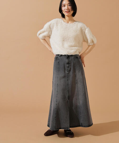 N.(N. Natural Beauty Basic)(エヌエヌナチュラルビューティーベーシック)の「パネル切替デニムフレアスカート(デニムスカート・レディース・ブルー/ブラック・MEDIUM)」の16枚目の写真