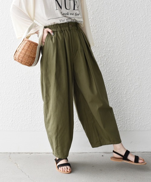 SHIPS.me(シップスミー)の「【ZOZO限定】SHIPS.me: 綿麻 タック バルーン パンツ(その他パンツ・レディース・ナチュラル/カーキ/ブラック/ライトベージュ/サックスブルー/ダークブラウン/ネイビー/イエロー・マルチサイズ)」の1枚目の写真