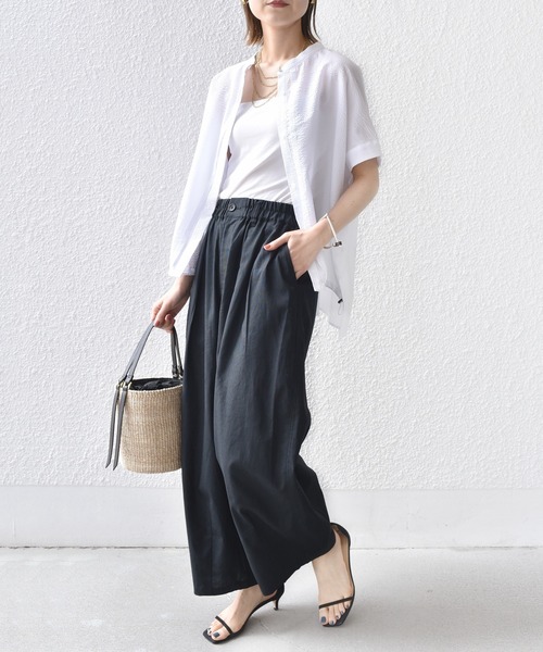 SHIPS.me(シップスミー)の「【ZOZO限定】SHIPS.me: 綿麻 タック バルーン パンツ(その他パンツ・レディース・ナチュラル/カーキ/ブラック/ライトベージュ/サックスブルー/ダークブラウン/ネイビー/イエロー・マルチサイズ)」の9枚目の写真