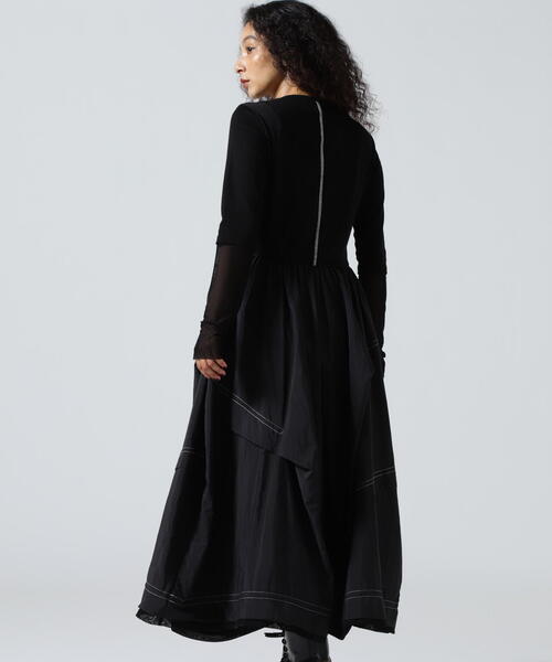 AULA AILA(アウラアイラ)の「AULA AILA/アウラアイラ/WAIST SWITCHING ONE PIECE/ウエストスイッチングワンピース(ワンピース・レディース・ブラック/ホワイト系2・0)」の4枚目の写真