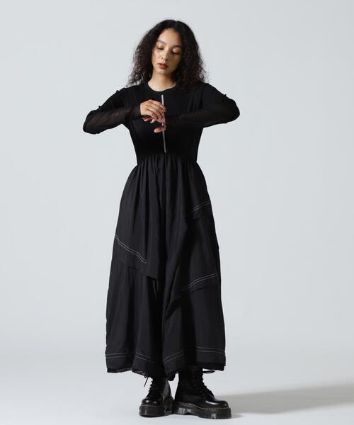 AULA AILA(アウラアイラ)の「AULA AILA/アウラアイラ/WAIST SWITCHING ONE PIECE/ウエストスイッチングワンピース(ワンピース・レディース・ブラック/ホワイト系2・0)」の5枚目の写真