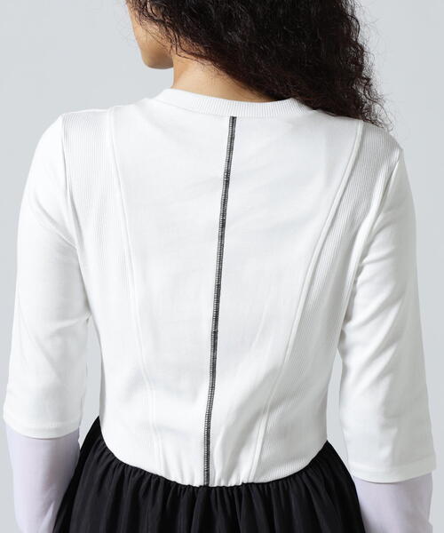 AULA AILA(アウラアイラ)の「AULA AILA/アウラアイラ/WAIST SWITCHING ONE PIECE/ウエストスイッチングワンピース(ワンピース・レディース・ブラック/ホワイト系2・0)」の18枚目の写真