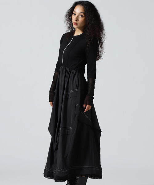 AULA AILA(アウラアイラ)の「AULA AILA/アウラアイラ/WAIST SWITCHING ONE PIECE/ウエストスイッチングワンピース(ワンピース・レディース・ブラック/ホワイト系2・0)」の2枚目の写真