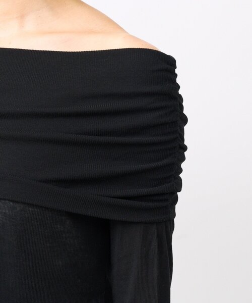 RIVE DROITE（リヴドロワ）の「【女性らしい抜け感】シアーテレコオフショルカットソー（Tシャツ/カットソー・レディース・チャコールグレー/ブラック・FREE）」の3枚目の写真