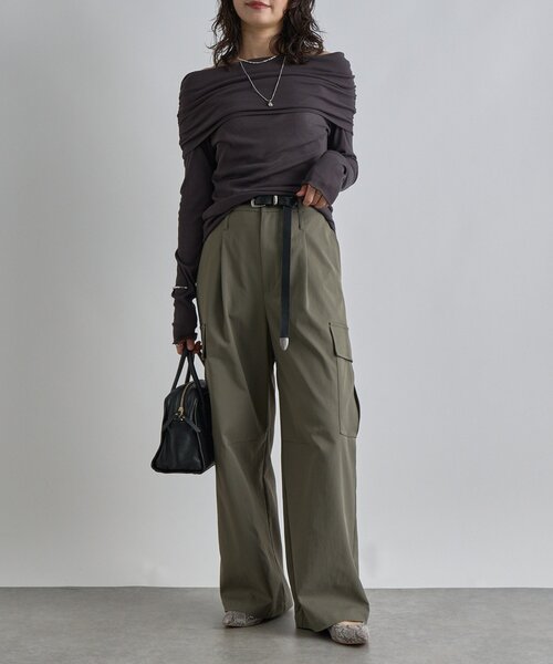 RIVE DROITE（リヴドロワ）の「【女性らしい抜け感】シアーテレコオフショルカットソー（Tシャツ/カットソー・レディース・チャコールグレー/ブラック・FREE）」の16枚目の写真