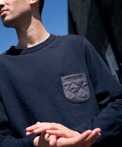 LAVENHAM(ラベンハム)の「【 日本製・USコットン長袖Tシャツ 】Jackman X Lavenham Lightweight Quilt Pocket L/S Tee Mens / ジャックマン X ラベンハム ライトウェイト キルト ポケット ロングスリーブ ティー メンズ(Tシャツ/カットソー・メンズ・ホワイト/ブラック/ダークネイビー・XL/L/M/S/XXL)」の3枚目の写真