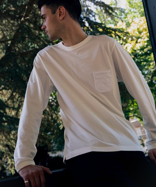 LAVENHAM(ラベンハム)の「【 日本製・USコットン長袖Tシャツ 】Jackman X Lavenham Lightweight Quilt Pocket L/S Tee Mens / ジャックマン X ラベンハム ライトウェイト キルト ポケット ロングスリーブ ティー メンズ(Tシャツ/カットソー・メンズ・ホワイト/ブラック/ダークネイビー・XL/L/M/S/XXL)」の4枚目の写真