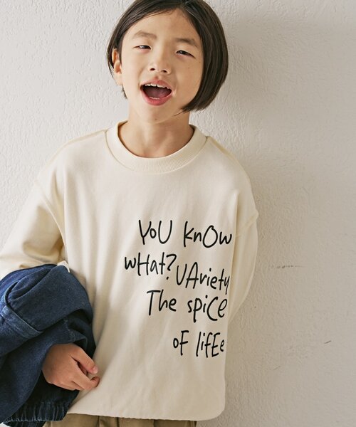 CIAOPANIC TYPY（チャオパニックティピー）の「【KIDS】【男女兼用】ポイントロゴ刺繍オーバースウェット（Tシャツ/カットソー・キッズ・グレー/アイボリー/サックスブルー・X-LARGE/XX-LARGE/SMALL/MEDIUM/LARGE）」の2枚目の写真
