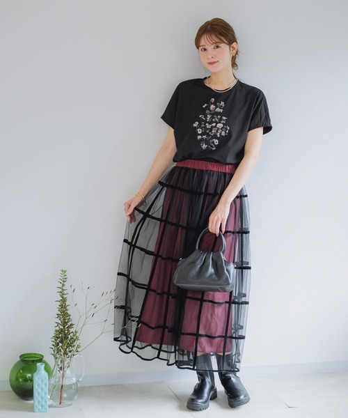 KATHARINE ROSS（キャサリンロス）の「【KATHARINE ROSS】アートフラワープリントプルオーバー（Tシャツ/カットソー・レディース・ホワイト/ブラック・MEDIUM）」の3枚目の写真