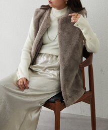 ゆう❣️フォックスファートリムロングジレ　ゆったり ゆう❣️フォックスファートリムロングジレ ゆったり 楽天市場
