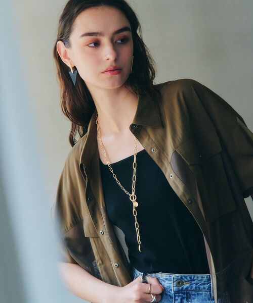 Editt by YECCA VECCA(エディットバイイェッカヴェッカ)の「メッシュMIXデザインシャツ②(シャツ/ブラウス・レディース・ブラック/カーキ・FREE)」の5枚目の写真