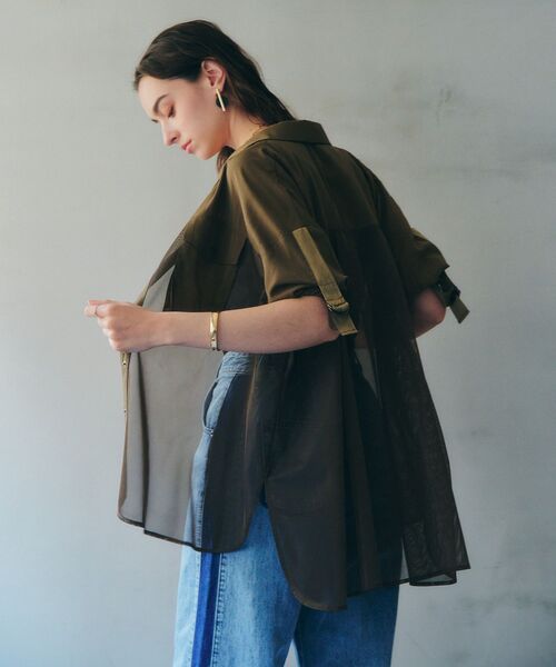 Editt by YECCA VECCA(エディットバイイェッカヴェッカ)の「メッシュMIXデザインシャツ②(シャツ/ブラウス・レディース・ブラック/カーキ・FREE)」の8枚目の写真