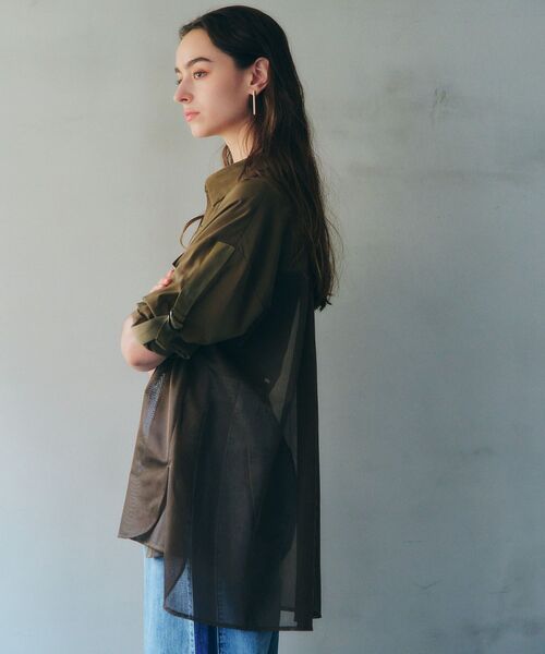 Editt by YECCA VECCA(エディットバイイェッカヴェッカ)の「メッシュMIXデザインシャツ②(シャツ/ブラウス・レディース・ブラック/カーキ・FREE)」の9枚目の写真