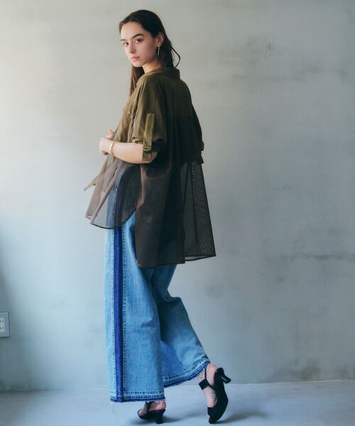 Editt by YECCA VECCA(エディットバイイェッカヴェッカ)の「メッシュMIXデザインシャツ②(シャツ/ブラウス・レディース・ブラック/カーキ・FREE)」の13枚目の写真