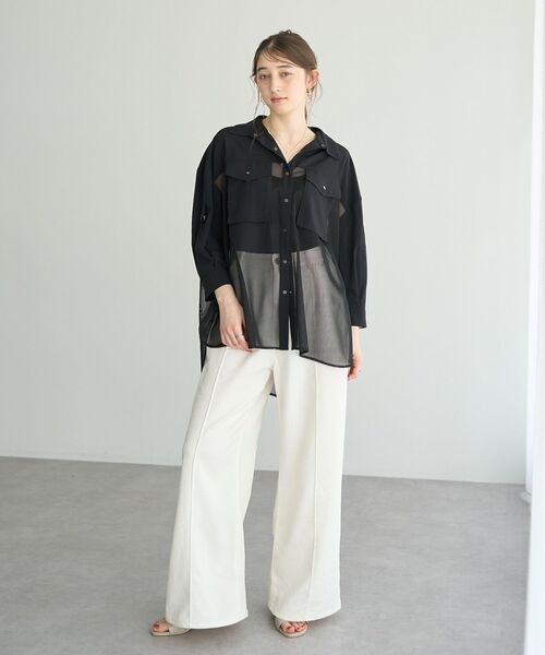 Editt by YECCA VECCA(エディットバイイェッカヴェッカ)の「メッシュMIXデザインシャツ②(シャツ/ブラウス・レディース・ブラック/カーキ・FREE)」の21枚目の写真