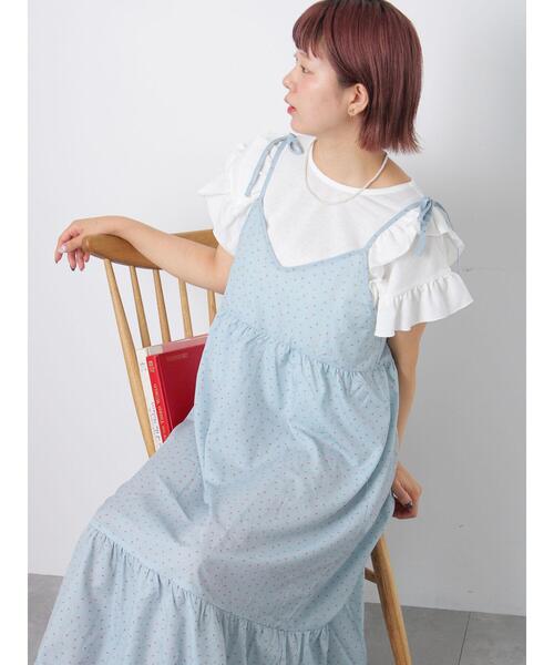 ehka sopo（エヘカソポ）の「前後2WAY小花柄キャミワンピース（ワンピース・レディース・オフホワイト/サックスブルー/ネイビー・F）」の5枚目の写真