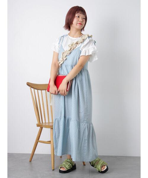 ehka sopo（エヘカソポ）の「前後2WAY小花柄キャミワンピース（ワンピース・レディース・オフホワイト/サックスブルー/ネイビー・F）」の9枚目の写真